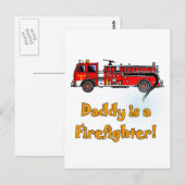 Motor Daddy Feuerwehrmann T - Shirt und Geschenke Postkarte (Vorne/Hinten)