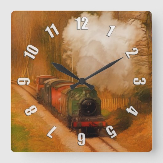 Motor der Eisenbahn Kunstvoll wandern Quadratische Wanduhr (Vorderseite)