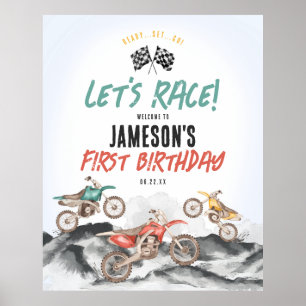Motor Dirt Bike Boy Geburtstagsfeier Begrüßungszei Poster