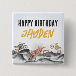 Motor Dirt Bike Fast 1 1. Geburtstag Party Button