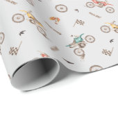 Motor Dirt Bike Geburtstagsparty Geschenkpapier (Rolleneckpunkt)