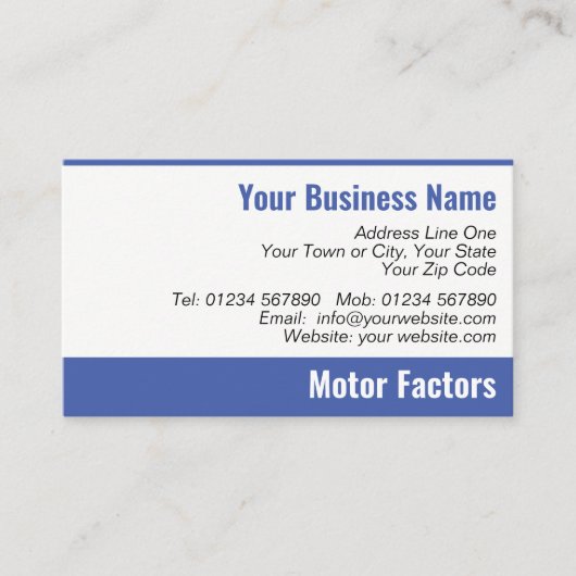 Motor Factors QR Code Business Card Visitenkarte (Vorderseite)