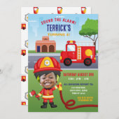 Motor Feuerwehr Geburtstag Feuerwehrmann Party Fot Einladung (Vorne/Hinten)