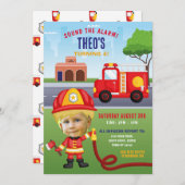 Motor Feuerwehr Geburtstag Feuerwehrmann Party Fot Einladung (Vorne/Hinten)