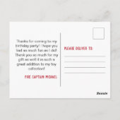 Motor | Feuerzug Geburtstag Danke Postkarte (Rückseite)