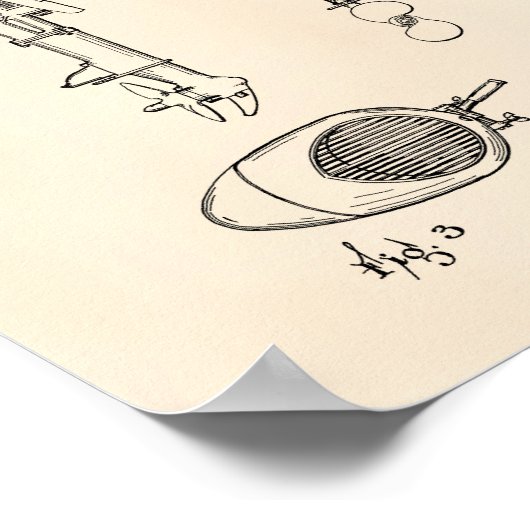 Motor für Boote 1936 Patent Art Old Peper Poster (Ecke)