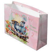 Motor Girl 2. Geburtstag Große Geschenktüte (Rückseite Schrägansicht)