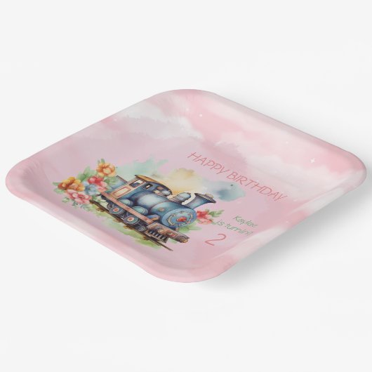 Motor Girl 2. Geburtstag Pappteller (Gewinkelt)