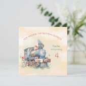 Motor Girl 4. Geburtstag Einladung (Stehend Vorderseite)