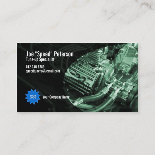 Motor Green Car Service Business Card Visitenkarte (Vorderseite)