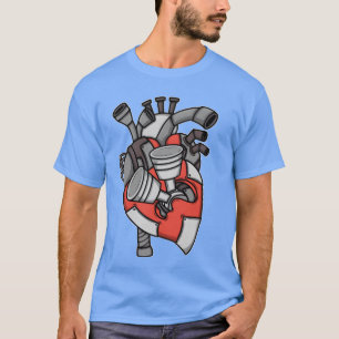 Motor Herz Kolben Auto Mechaniker Retro T-Shirt
