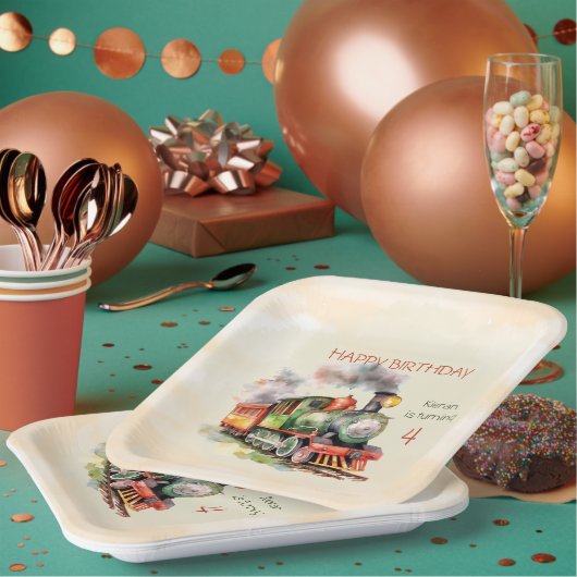 Motor Junge 4. Geburtstag Pappteller (Multi)