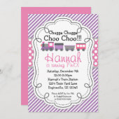 Motor Lila Streifen Pink Polka Dot Geburtstag Einladung (Vorne/Hinten)