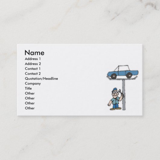 Motor Mechanic Business Card Visitenkarte (Vorderseite)