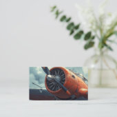 Motor Mechanisches Vintages Flugzeug Visitenkarte (Stehend Vorderseite)