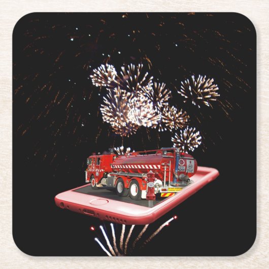 Motor mit Feuerwerkskörpern, Rechteckiger Pappuntersetzer (Vorderseite)