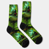 Motor mit grünem Dampfzug Alte Lokomotive Socken (Rechts)