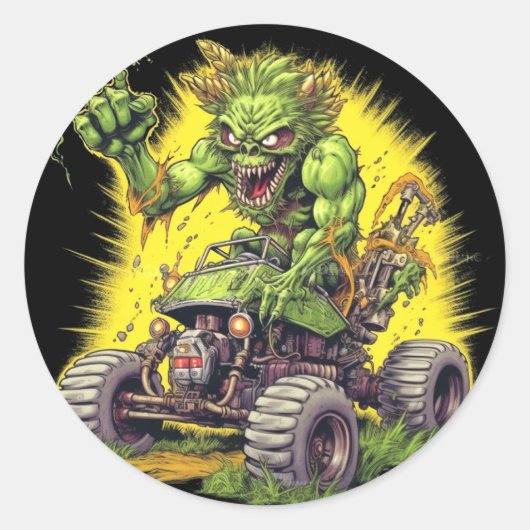 MOTOR MONSTER Round Sticker (Vorderseite)