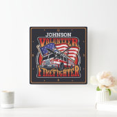 Motor NAME USA Flag Freiwilliger Feuerwehrmann Quadratische Wanduhr (Zuhause)