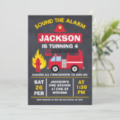 Motor- oder Feuerwehrfahrzeuge Einladung zum Gebur (Stehend Vorderseite)