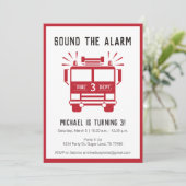 Motor- oder Feuerwehrfahrzeuge Einladung zur Gebur (Stehend Vorderseite)