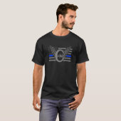 Motor Officer Thin Blue Line Flag Motorrad Polizis T-Shirt (Vorne ganz)