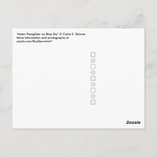 Motor Paraglider auf der Blue Sky Postcard Postkarte (Rückseite)