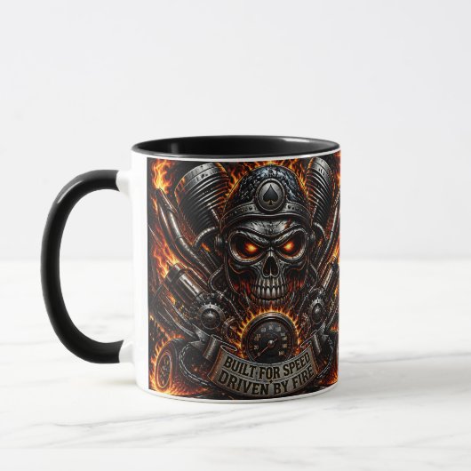 Motor Piston Totenkopf Biker Tasse (Links)