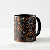 Motor Piston Totenkopf Biker Tasse (VorderseiteRechts)