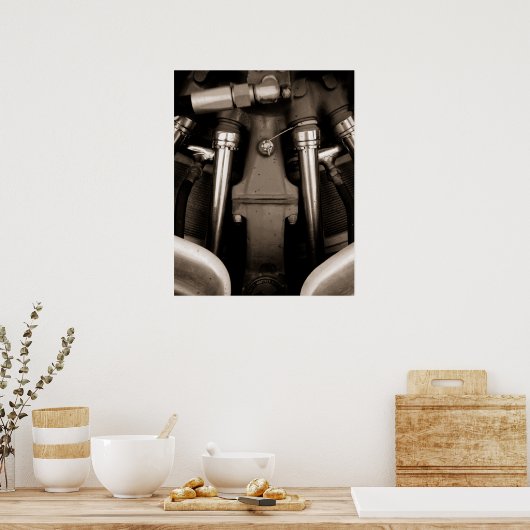 Motor-Plakatdruck in Schwarzweiß Poster (Küche)