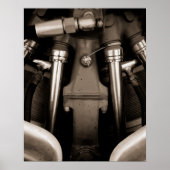 Motor-Plakatdruck in Schwarzweiß Poster (Vorne)