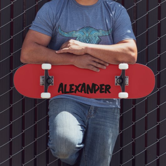 Motor Red Modern Name | Klassische Trendy Skateboard (Außenbereich 3)