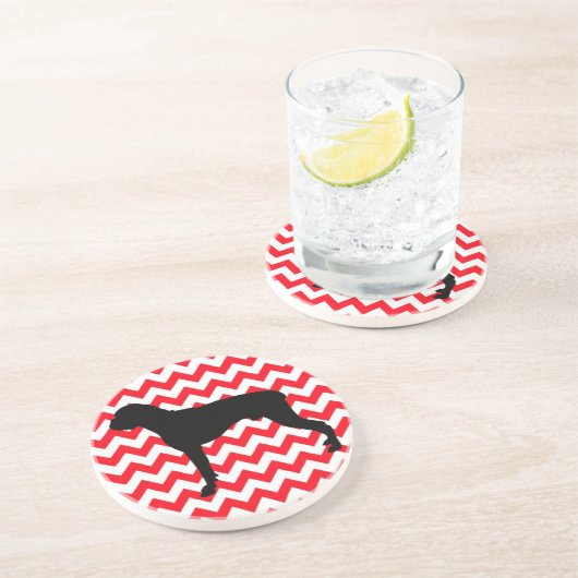 Motor rot Zickzack mit Boxer-Silhouette Untersetzer (Seite)