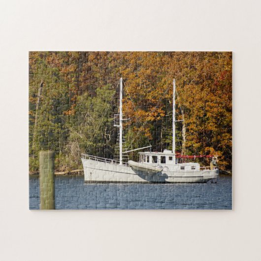 Motor Sailer at Anchor Puzzle (Horizontal)