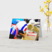 Motor Scooter Helmets Happy Birthday Card Karte (Gelbe Blume)