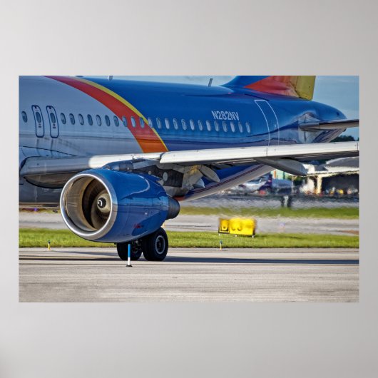 Motor und Dämpfe des Flugzeugs Poster (Vorne)