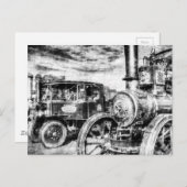 Motor und Dampfzug Vintag Postkarte (Vorne/Hinten)