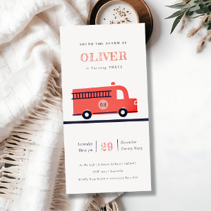 Motor von Red Navy Fire Truck jedes Alter Geburtst Dankeskarte