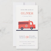 Motor von Red Navy Fire Truck jedes Alter Geburtst Dankeskarte (Vorderseite)