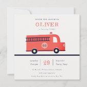 Motor von Red Navy Fire Truck jedes Alter Geburtst Dankeskarte (Vorderseite)