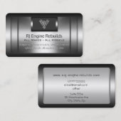 Motor-Wiederaufbauen - Imitatmetall, silbernes Visitenkarte (Vorne/Hinten)