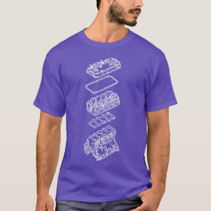 Motor Zeichne Blueprint T-Shirt