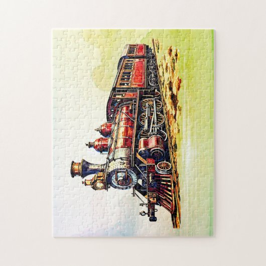 Motor-Zug für Rote Dampflokomotive Puzzle (Vertikal)