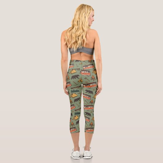 Motor Zuhause Camp Abenteuer Muster Capri Leggings (Rückseite)