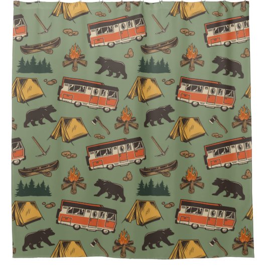 Motor Zuhause Camp Abenteuer Muster Duschvorhang (Vorderseite)