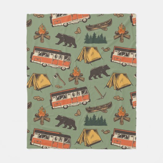 Motor Zuhause Camp Abenteuer Muster Fleecedecke (Vorderseite)