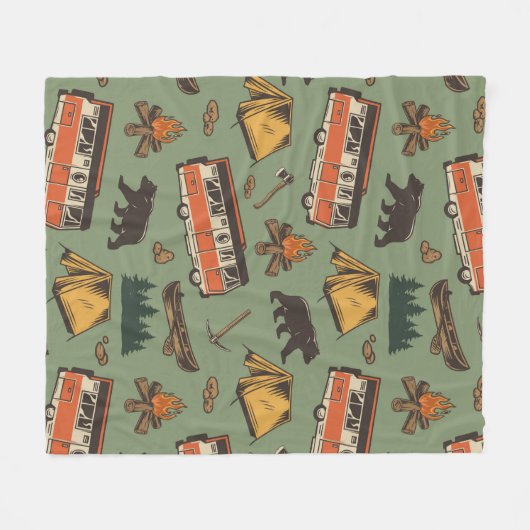 Motor Zuhause Camp Abenteuer Muster Fleecedecke (Vorderseite (Horizontal))