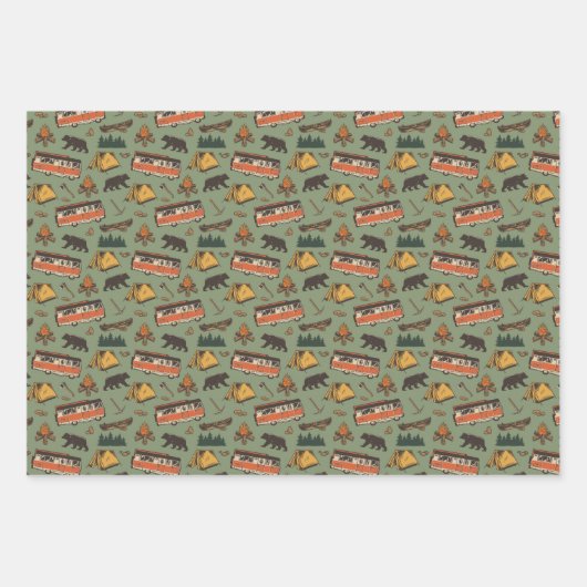 Motor Zuhause Camp Abenteuer Muster Geschenkpapier Set (Vorderseite 3)