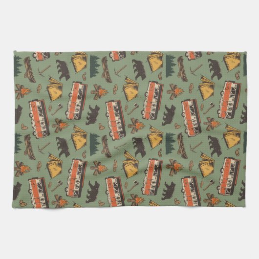 Motor Zuhause Camp Abenteuer Muster Geschirrtuch (Horizontal)