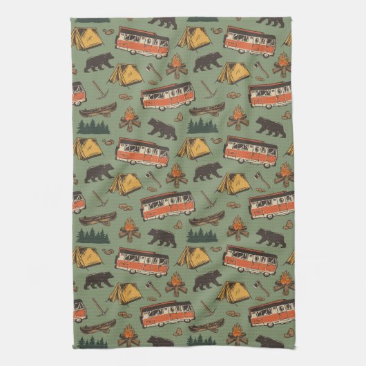 Motor Zuhause Camp Abenteuer Muster Geschirrtuch (Vertikal)